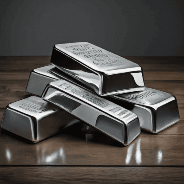 Srebrne poluge na stolu